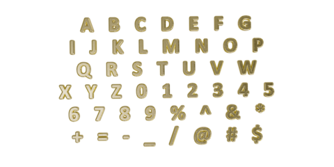 Realistic 3D Golden Letters and Numbers Set. Luxury Metallic Typography Collection for Elegant Headline, Premium Branding, and Decorative Font Design.