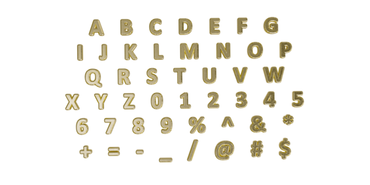 Realistic 3D Golden Letters and Numbers Set. Luxury Metallic Typography Collection for Elegant Headline, Premium Branding, and Decorative Font Design.