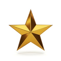 Shiny golden fivepointed star award icon isolated on white background