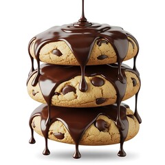 Chocolate cookies isolated on white background