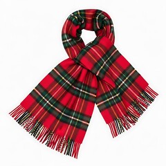 Red and white knitted scarf