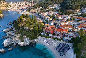 Aerial view of Parga, in the region of Preveza in Epirus, Greece