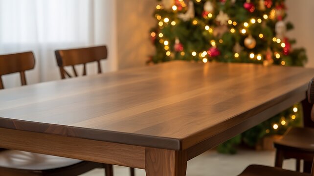 dining room table with christmas decorations
