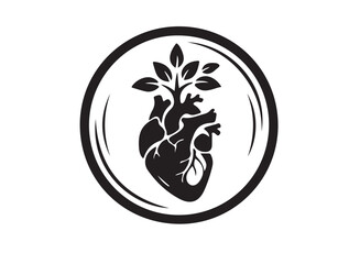 Heart Life icon in silhouette white background.