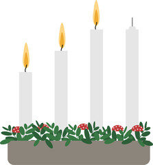 Three candles lit at the third sunday in advent.