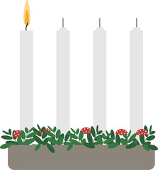 One candle lit at the first sunday in advent.