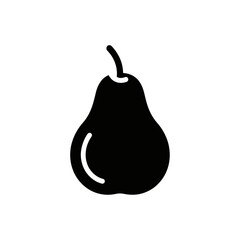 Pear Silhouette Icon Vector | Simple Black Fruit Shape