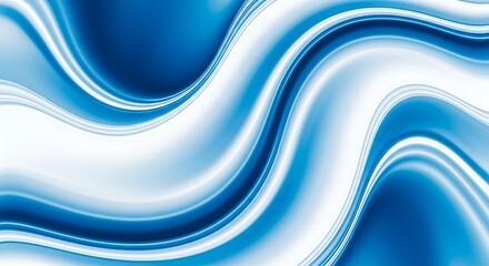 Abstract blue and white flowing wave pattern background with smooth liquid motion and gradient light