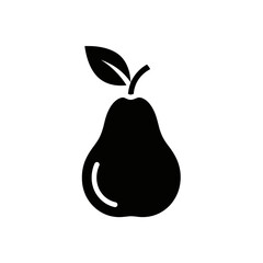 Pear Silhouette Icon Vector | Simple Black Fruit Shape