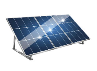 Modern Solar Panel Array With Reflective Blue Cells Mounted On A Silver Stand Illuminated By Bright Light Showing Clean Energy Technology And Sustainability Concepts