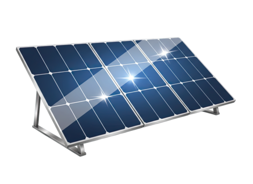 Modern Solar Panel Array With Reflective Blue Cells Mounted On A Silver Stand Illuminated By Bright Light Showing Clean Energy Technology And Sustainability Concepts