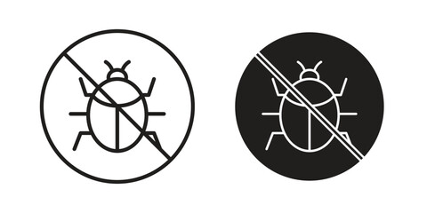 No Bug icons Concepts. black solid and line stroke designs for web and app use
