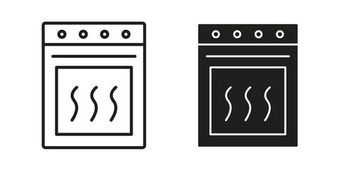 Oven icons Concepts. black solid and line stroke designs for web and app use