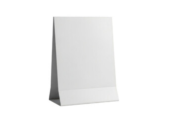 A blank white paper bag standing upright isolated on transparent background