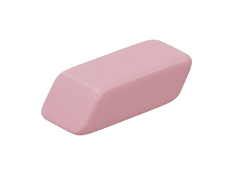 Pink Rectangular Eraser with Rounded Edge on Transparent Background 3D Render