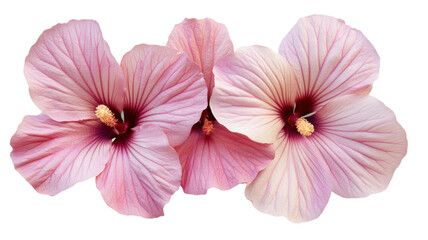 Beautiful pink hibiscus flowers in full bloom showcasing delicate petals and vibrant colors.