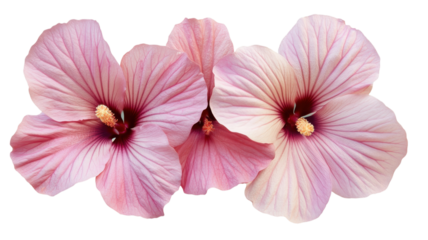 Beautiful pink hibiscus flowers in full bloom showcasing delicate petals and vibrant colors.