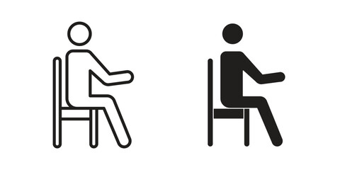 Person seat icons Concepts. black solid and line stroke designs for web and app use