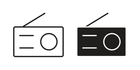 Radio icons Concepts. black solid and line stroke designs for web and app use