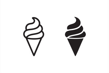 Dual-style ice cream icons for digital menus and delivery platforms