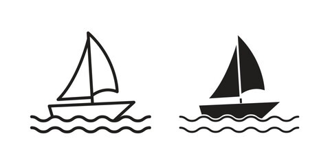 Sailboat icons Concepts. black solid and line stroke designs for web and app use