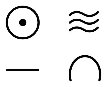 Minimalist black geometric symbols on dark background