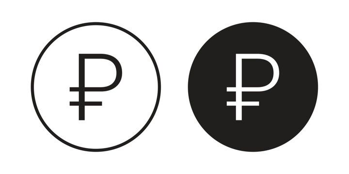 Ruble icons Concepts. black solid and line stroke designs for web and app use