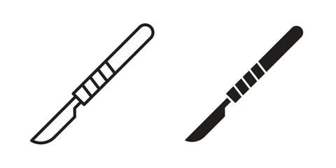 Scalpel icons Concepts. black solid and line stroke designs for web and app use