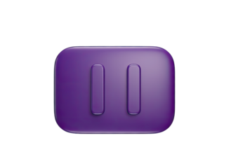 Purple 3D Pause Button Icon with Rounded Corners and Subtle Shading Isolated on Transparent Background