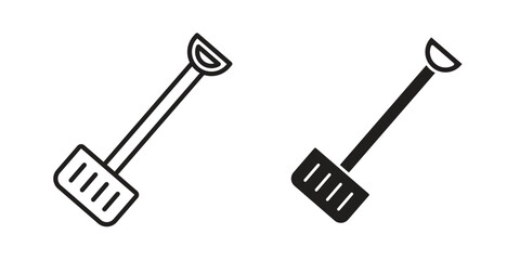 Snow shovel icons Concepts. black solid and line stroke designs for web and app use