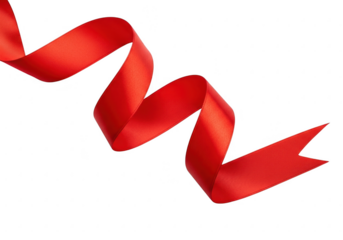 Red ribbon isolated on transparent background