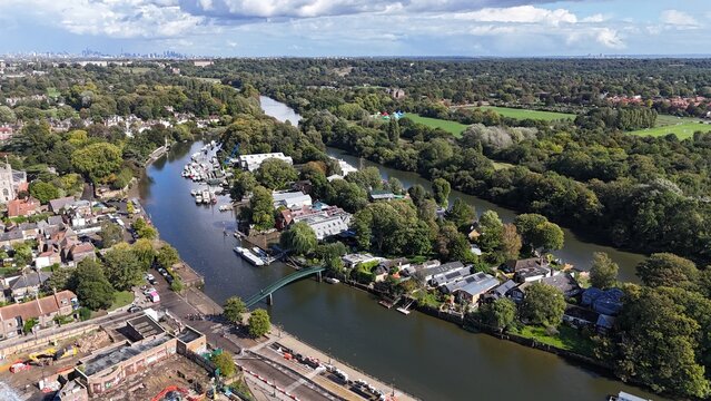 River Thames Twickenham UK drone,aerial