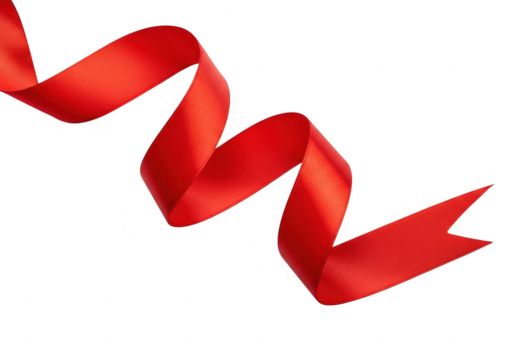 Red ribbon isolated on transparent background - Powered by Adobe