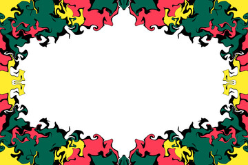 Vibrant abstract fluid-art frame with bold red, yellow, and green shapes around the edges. The center remains clean and white, perfect for adding text or additional design elements.