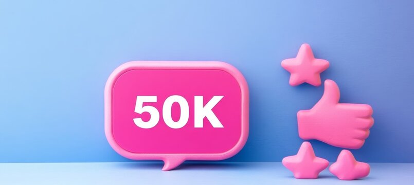 Stunning Abstract Background Featuring 50 Thousand Stars, Thumbs Up Icons, and Rounded Edges Design
