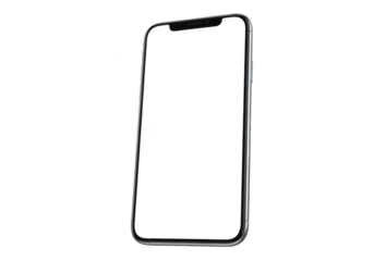 Modern smartphone with blank screen isolated on transparent background