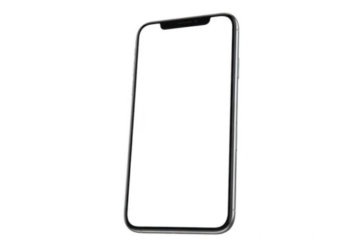 Modern smartphone with blank screen isolated on transparent background