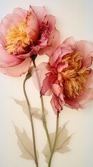 Real pressed peony flowers petal plant rose.