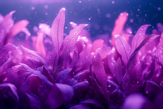 Bioluminescent alien planet nature jungle with glowing plants and misty trees in generative ai illustration - Powered by Adobe