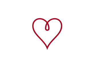 Red Heart Icon on Black Background Simple Line Art Symbol for Love and Romance Transparent Graphic Element