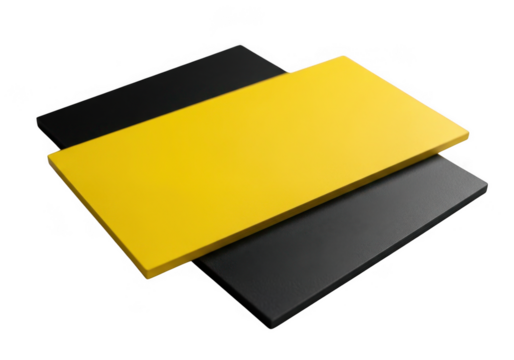 Two rectangular panels one yellow and one black isolated on transparent background