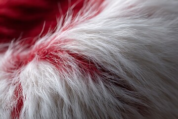 An extreme close-up of a faux fur Santa hat, showing the soft texture and individual fibers 