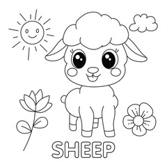 Cute Baby Sheep Coloring Page for Kids