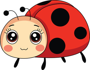 Cute Cartoon Ladybug with Adorable Eyes