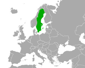 Karte von Schweden in Europa