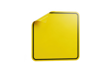 Blank yellow sign with black border isolated on transparent background