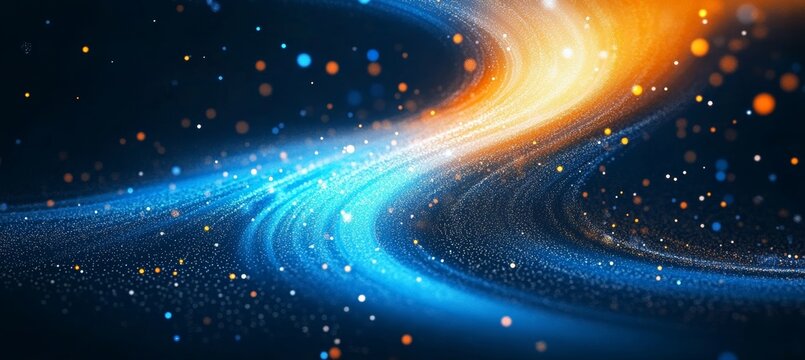 Abstract Gradient Illustration in Digital Style Depicting Flow and Network of Modern Science Data