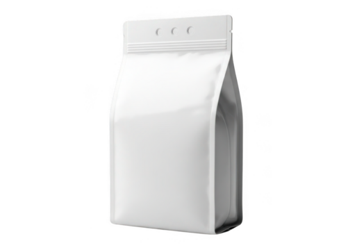 Blank white stand up pouch bag for packaging products isolated on transparent background