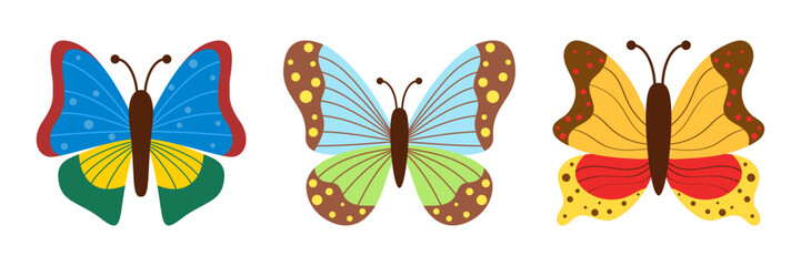 Butterfly icon set collection in flat style. Insect vector illustration on isolated background. Flying bug sign business concept.