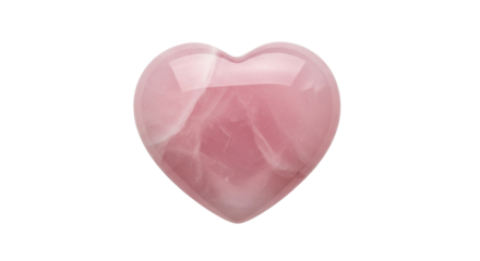 Isolated pink Rose Quartz heart crystal, polished gemstone for Valentines day gift, love